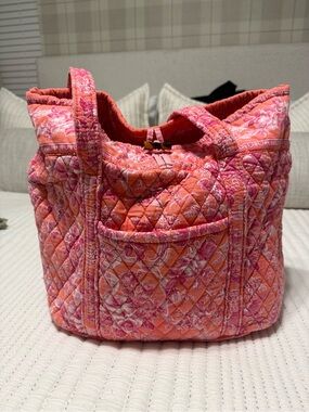 Vintage Vera Bradley Quilted Floral Pink Tote Bag